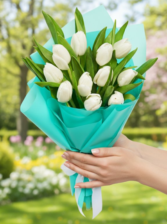 11 Adet Beyaz Lale Buketi